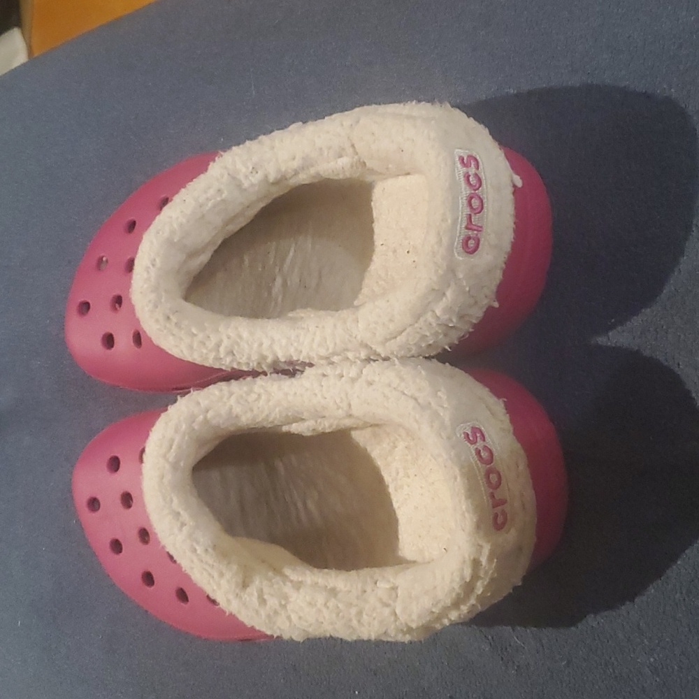 CROCS Classic Lined Mammoth Pink/cream Women’s 9 Men’s 7-Nice! - Picture 2 of 4